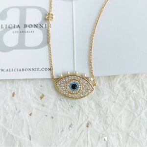 Alicia Bonnie Sophia Evil Eye Gold necklace NWT